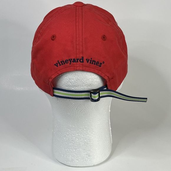 Vineyard Vines Classic Washed Baseball Hat Coral/Navy Whale - Picture 5 of 10